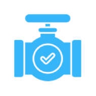Blue valve icon with check mark